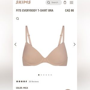 BNWOT SKIMS fits everybody tshirt bra 32D in colour mica